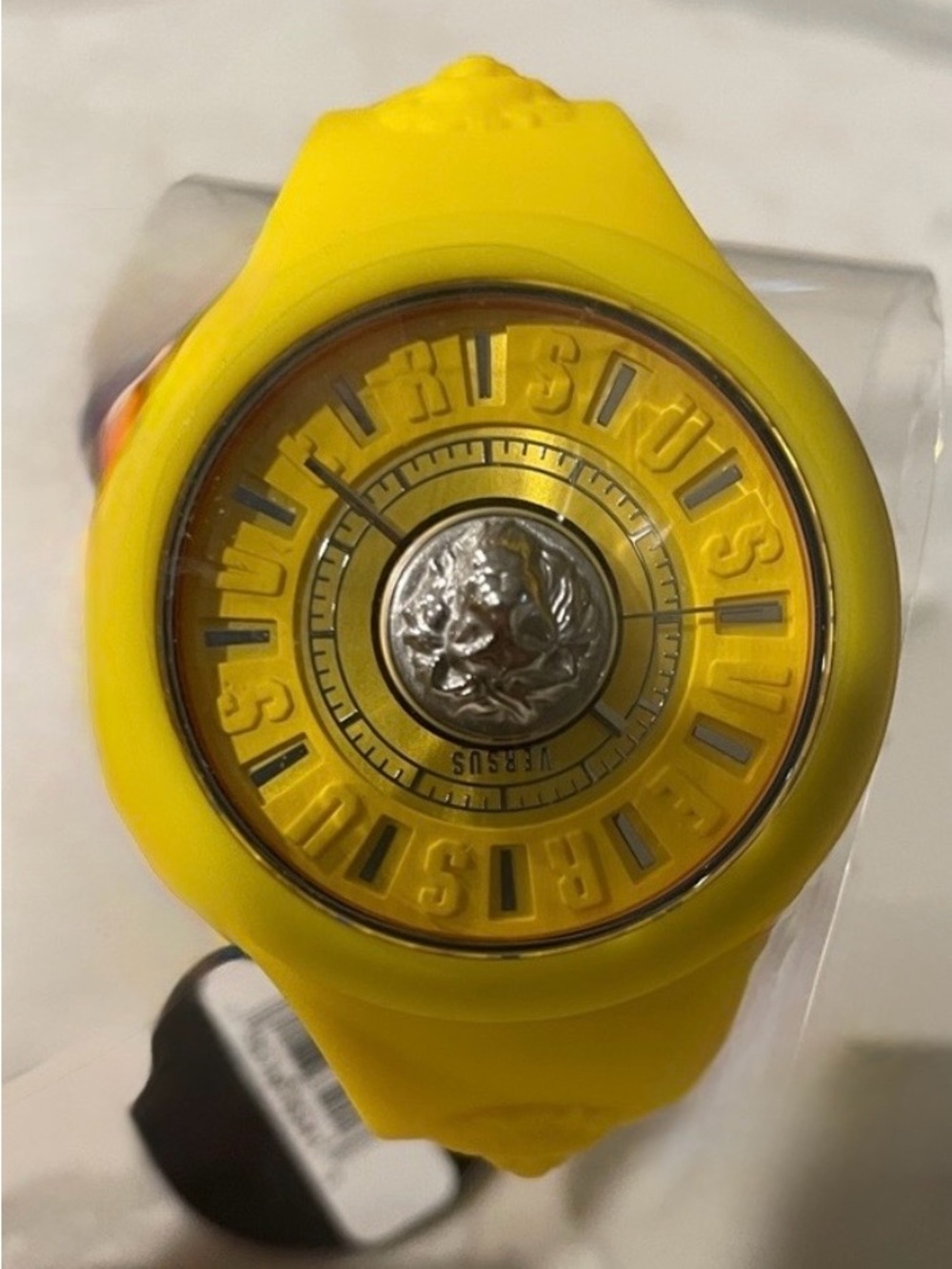 Versus Versace Bright Yellow Lion Coin Pouch with Matching Silicone Watch